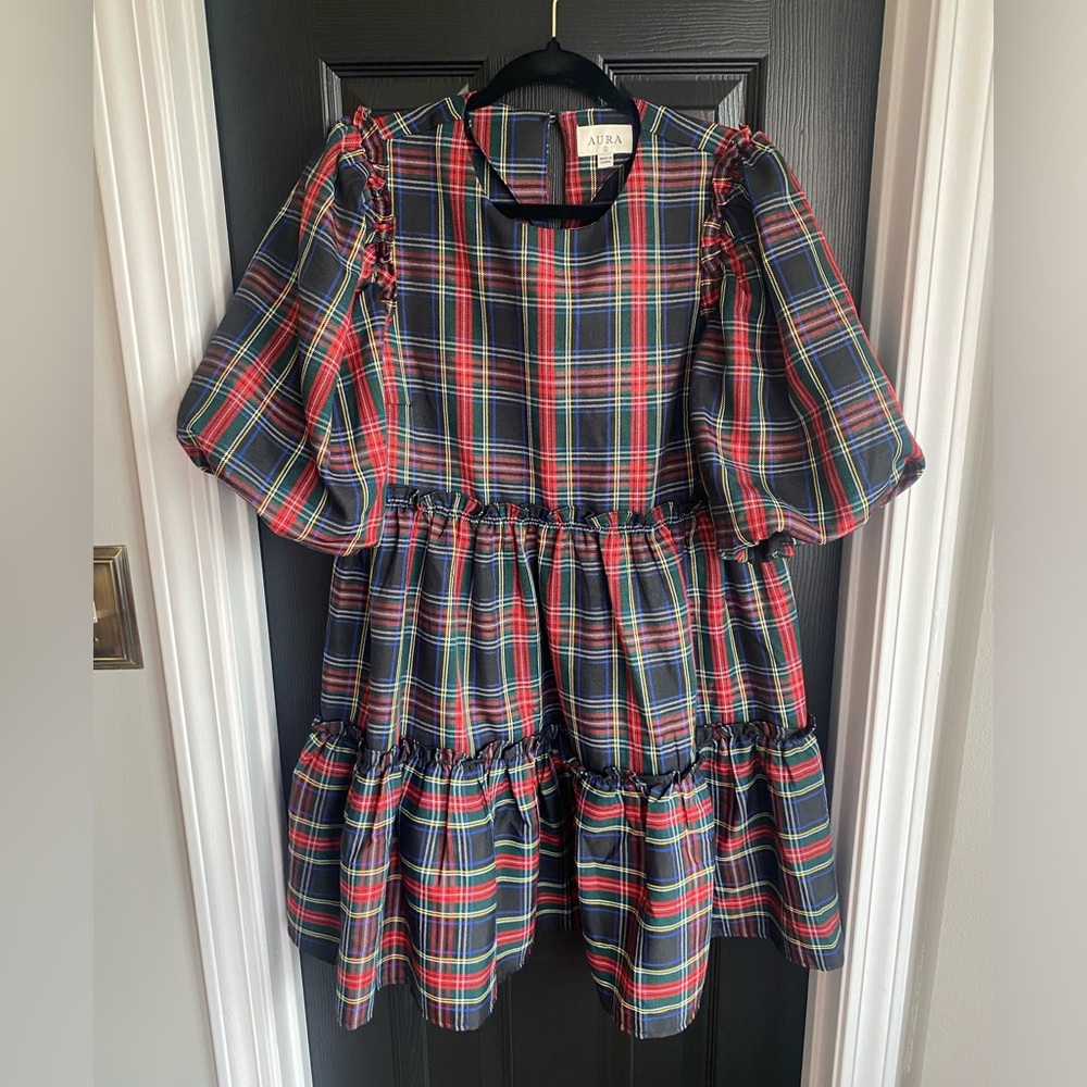 Aura Multicolor Plaid  Tartan Dress Christmas